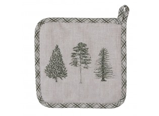 Béžová bavlněná chňapka - podložka se stromky Natural Pine Trees - 20*20 cm