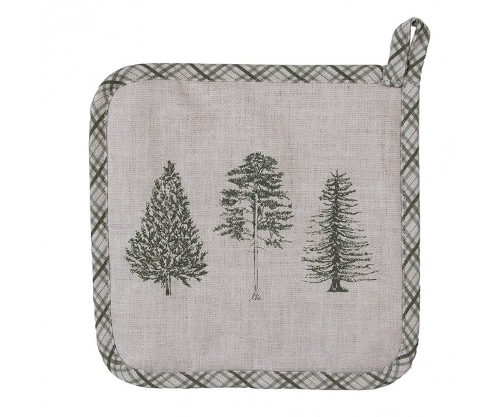Béžová bavlněná chňapka - podložka se stromky Natural Pine Trees - 20*20 cm Clayre & Eef