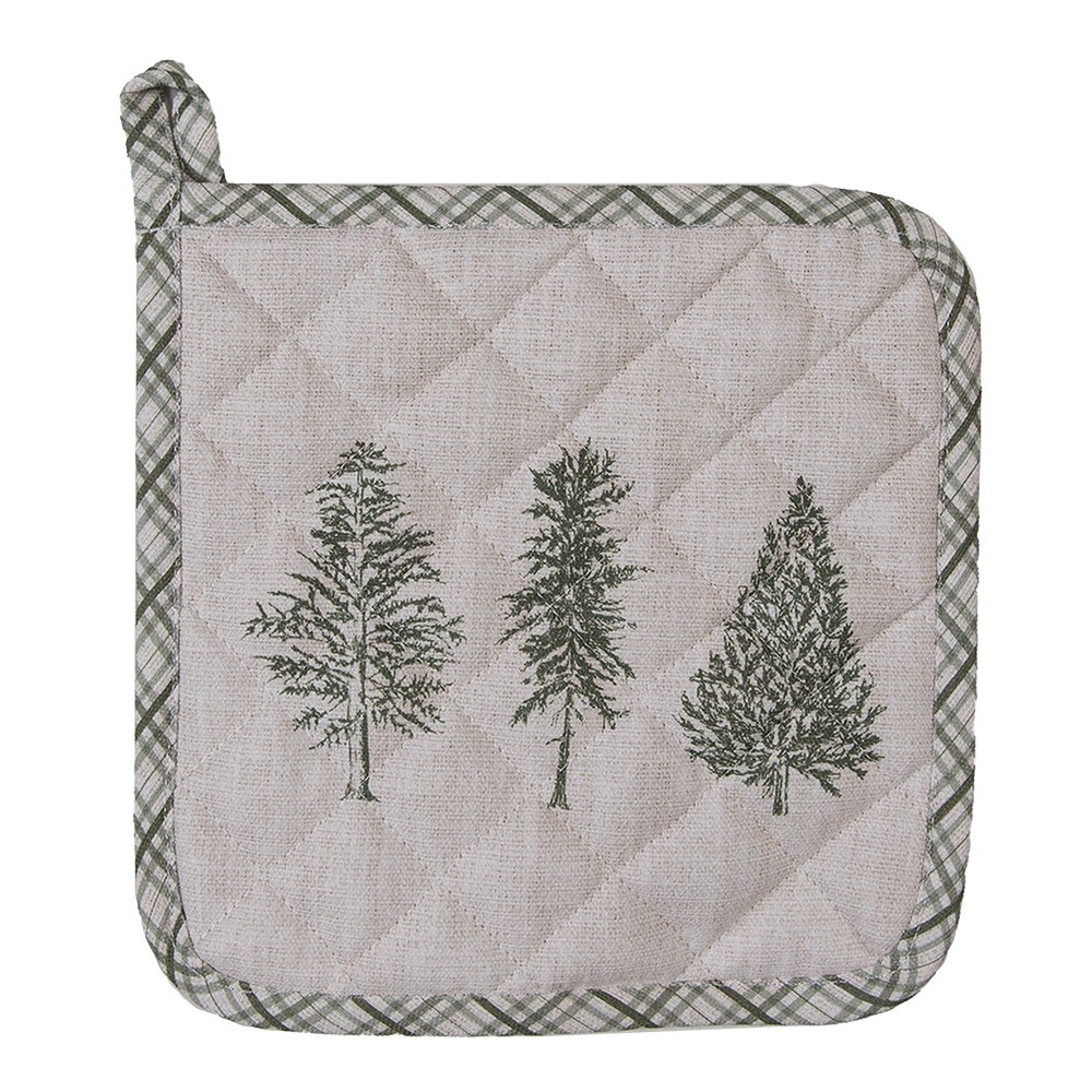 Béžová bavlněná chňapka - podložka se stromky Natural Pine Trees - 20*20 cm Clayre & Eef Béžová bavlněná chňapka - podložka se stromky Natural Pine Trees - 20*20 cm Clayre & Eef