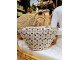 Plážová pletená taška s kytičkovou krajkou Beach Bag Flower - 54*24*30cm J-Line by Jolipa