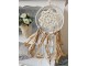Béžovo-hnědý lapač snů s lýkovými proužky a Macramé - Ø 9*30 cm J-Line by Jolipa