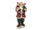 Červená vánoční dekorace socha Santa s dětmi - 10*8*21 cm Clayre & Eef