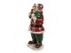 Červená vánoční dekorace socha Santa s dětmi - 10*8*21 cm Clayre & Eef