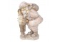 Růžová vánoční dekorace Socha Santa s chlapcem - 13*11*18 cm Clayre & Eef