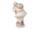Růžová vánoční dekorace Socha Santa s chlapcem - 13*11*18 cm Clayre & Eef