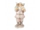 Růžová vánoční dekorace Socha Santa s dětmi - 10*8*21 cm Clayre & Eef