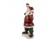 Červená vánoční dekorace socha Santa s chlapcem - 11*8*23 cm Clayre & Eef
