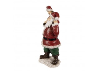 Červená vánoční dekorace socha Santa s chlapcem - 11*8*23 cm