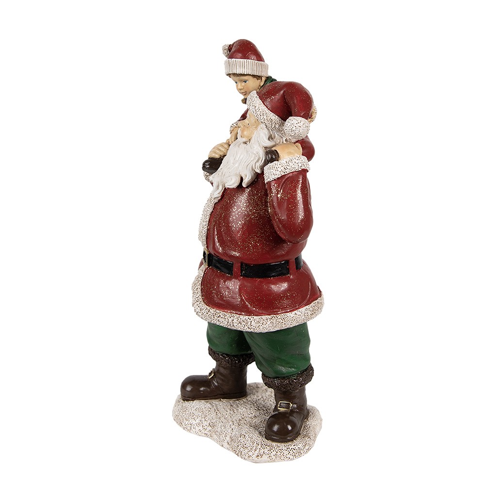Červená vánoční dekorace socha Santa s chlapcem - 11*8*23 cm Clayre & Eef Červená vánoční dekorace socha Santa s chlapcem - 11*8*23 cm Clayre & Eef