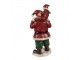 Červená vánoční dekorace socha Santa s chlapcem - 11*8*23 cm Clayre & Eef