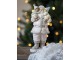 Růžová vánoční dekorace Socha Santa s dětmi - 10*8*21 cm Clayre & Eef