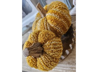 Oranžová textilní dekorace dýně Pumpkin - Ø 15*13 cm
