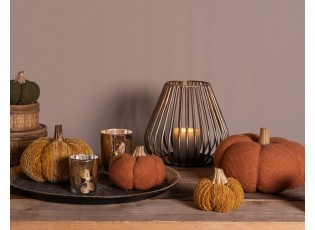 Oranžová textilní dekorace dýně Pumpkin - Ø 12*10 cm