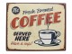 Žlutá antik nástěnná kovová cedule Fresh Coffee - 25*20cm Ostatn&iacute;