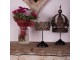 Hnědá antik dekorace koruna Crown na noze s kamínky - Ø 16*40 cm Clayre & Eef
