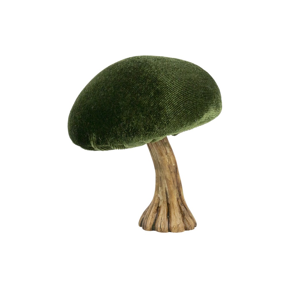 Sametová dekorace zelená houba Mushroom - 10*10*10cm
