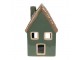 Zelený porcelánový domek svícen na čajovou svíčku Christmas House - 9*8*15 cm Clayre & Eef