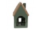 Zelený porcelánový domek svícen na čajovou svíčku Christmas House - 9*8*15 cm Clayre & Eef
