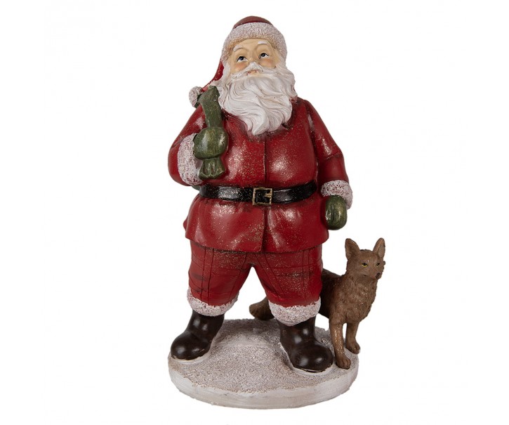Vánoční dekorace Socha Santa s liškou - 16*14*26 cm Clayre & Eef