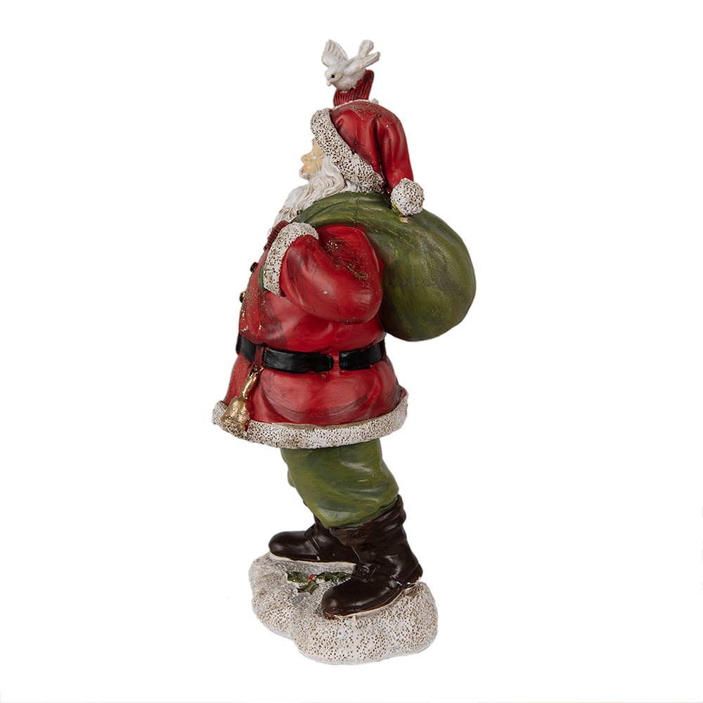 Vánoční dekorace Socha Santa s pytlem a holubicí - 13*10*23 cm Clayre & Eef Vánoční dekorace Socha Santa s pytlem a holubicí - 13*10*23 cm Clayre & Eef