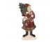 Červená vánoční dekorace socha Santa se stromkem - 9*4*23 cm Clayre & Eef