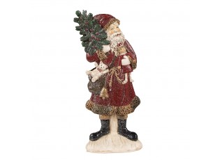 Červená vánoční dekorace socha Santa se stromkem - 9*4*23 cm