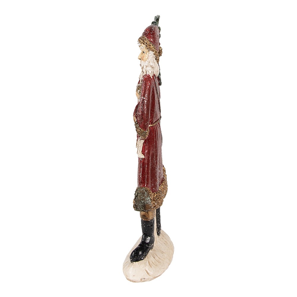 Červená vánoční dekorace socha Santa se stromkem - 9*4*23 cm Clayre & Eef Červená vánoční dekorace socha Santa se stromkem - 9*4*23 cm Clayre & Eef