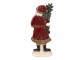 Červená vánoční dekorace socha Santa se stromkem - 9*4*23 cm Clayre & Eef