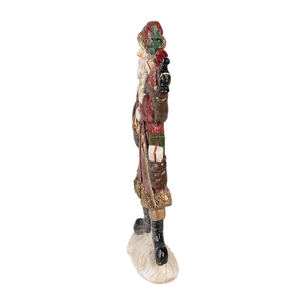 Červená vánoční dekorace socha Santa s dárky - 12*4*24 cm Clayre & Eef Červená vánoční dekorace socha Santa s dárky - 12*4*24 cm Clayre & Eef