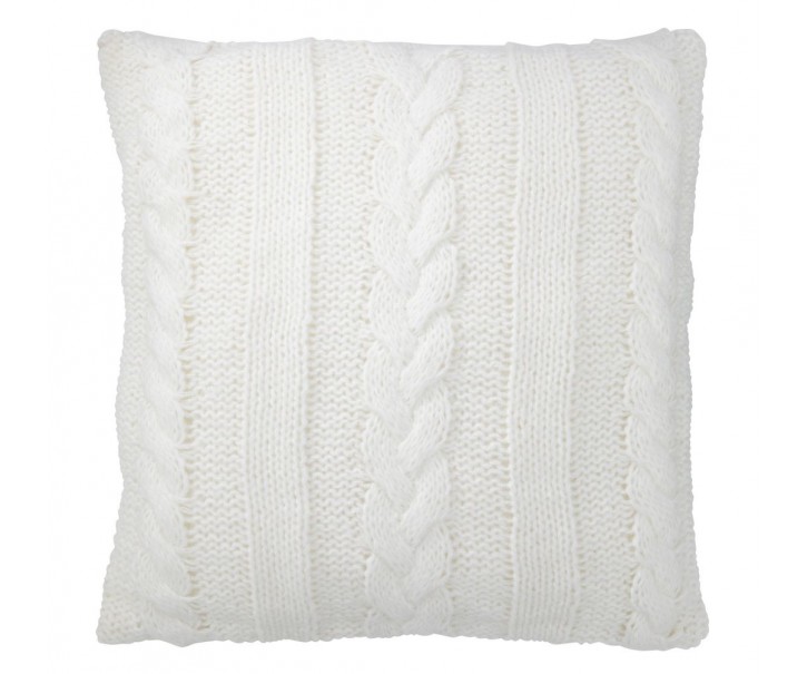Bílý pletený polštář s výplní Twist - 45*10*45cm J-Line by Jolipa