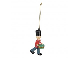Červeno-modrá závěsná dekorace vojáček s bubínkem - 4*2*8 cm