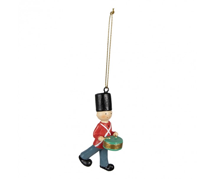 Červeno-modrá závěsná dekorace vojáček s bubínkem - 4*2*8 cm Clayre & Eef