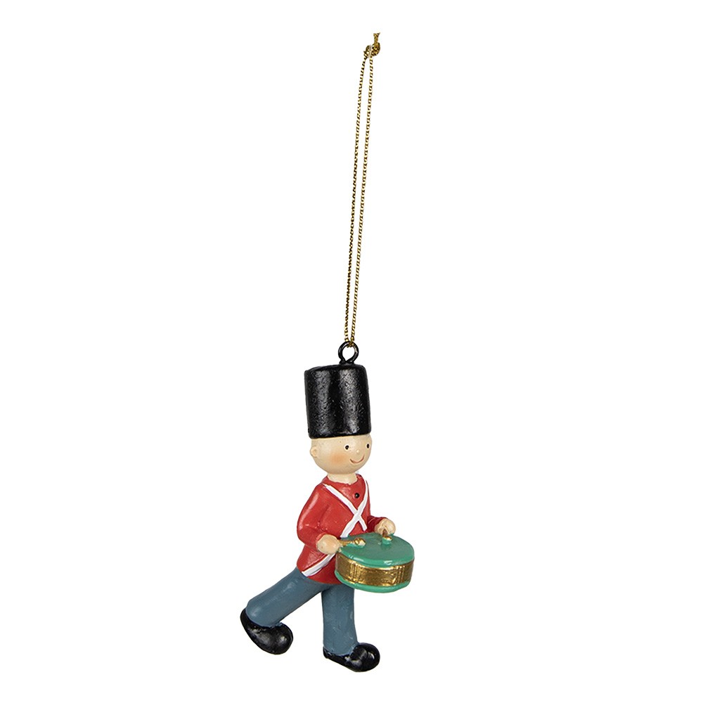Červeno-modrá závěsná dekorace vojáček s bubínkem - 4*2*8 cm
