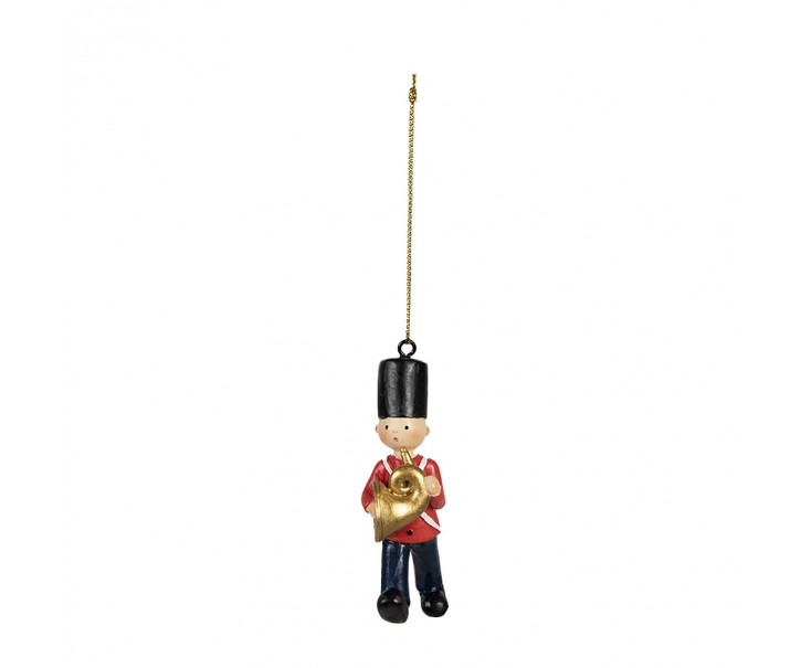 Červená vánoční závěsná dekorace socha Vojáček - 4*2*8 cm Clayre & Eef