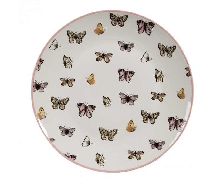 Porcelánový dezertní talířek s motýlky Butterfly Paradise - Ø 20*2 cm Clayre & Eef