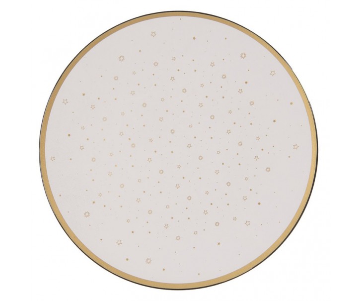 Bílo-zlatý servírovací talíř s hvězdičkami - Ø 33*1 cm Clayre & Eef