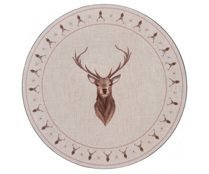 Béžový servírovací talíř s jelenem Cosy Lodge - Ø 33*1 cm Clayre & Eef