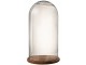 Hnědý dřevěný podnos se skleněným poklopem Bell Jar - Ø 33*60 cm J-Line by Jolipa