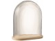 Přírodní dřevěný oválný podnos se skleněným poklopem Bell Jar - 43*23*51 cm J-Line by Jolipa