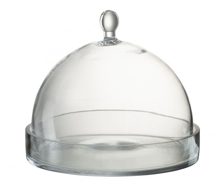 Transparentní skleněný podnos s poklopem Bell Jar L - Ø 22*25 cm J-Line by Jolipa