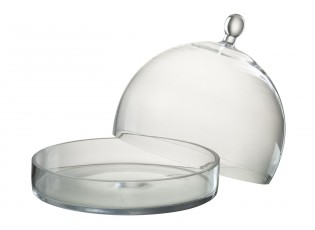 Transparentní skleněný podnos s poklopem Bell Jar L - Ø 22*25 cm