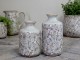 Zelená keramická dekorační váza s kvítky Florals Evry - Ø 11*17cm Chic Antique