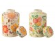 2ks béžová keramická dóza s květy Lacy Flower - Ø21*33cm J-Line by Jolipa