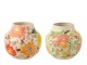 2ks béžová keramická váza s květy Lacy Flower - Ø22*21cm J-Line by Jolipa