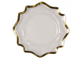 Transparentní servírovací talíř s vlnitým zlatým okrajem - Ø 33*1 cm