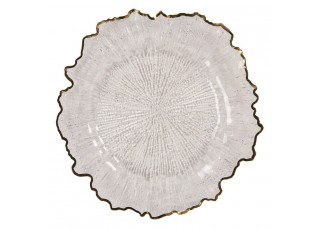 Transparentní servírovací talíř s vlnitým zlatým okrajem - Ø 33*1 cm