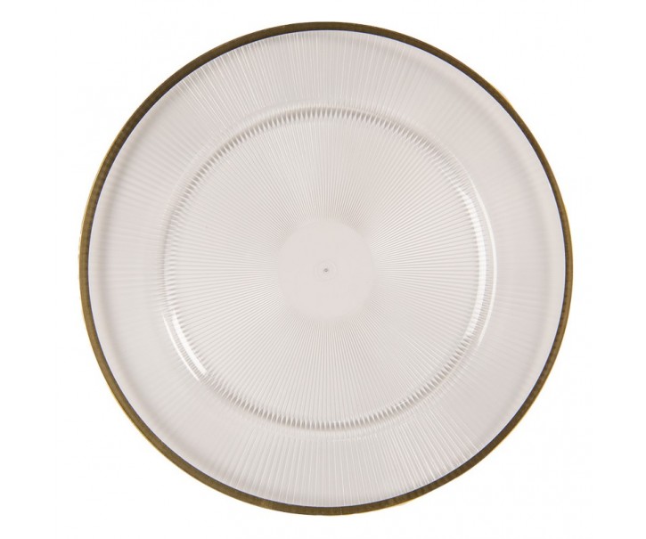 Transparentní servírovací talíř se zlatým okrajem - Ø 33*2 cm Clayre & Eef