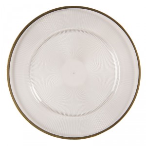 Transparentní servírovací talíř se zlatým okrajem - Ø 33*2 cm