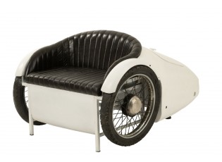 Bílo-černá kovová designová pohovka ve tvaru auta Car - 127*99*80cm