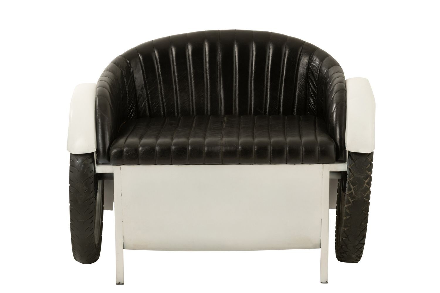 Bílo-černá kovová designová pohovka ve tvaru auta Car - 127*99*80cm J-Line by Jolipa Bílo-černá kovová designová pohovka ve tvaru auta Car - 127*99*80cm J-Line by Jolipa